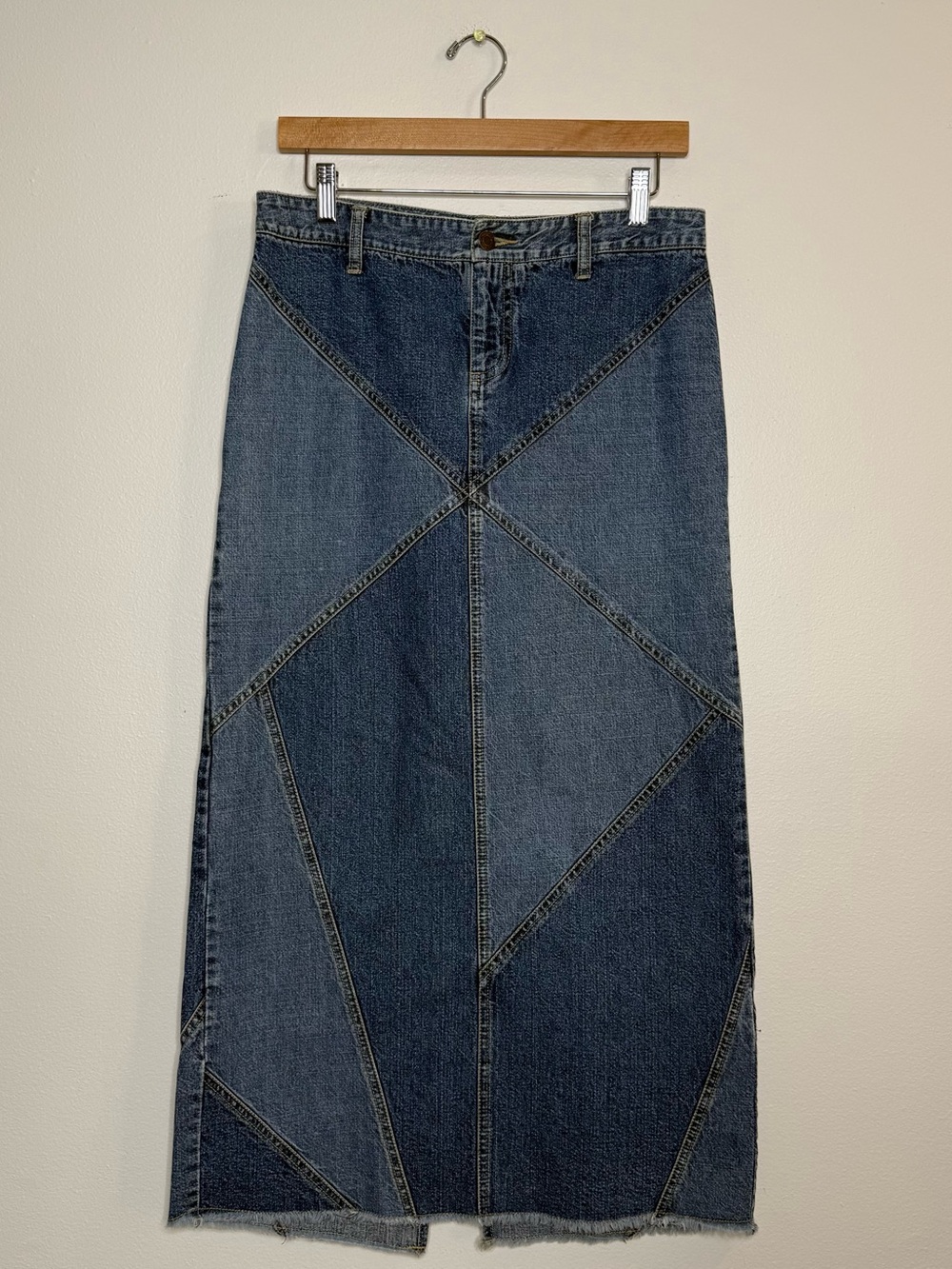 Y2K Vintage 100% Cotton Denim Patchwork Mossimo Maxi Skirt Mary Kate & Ashley 5